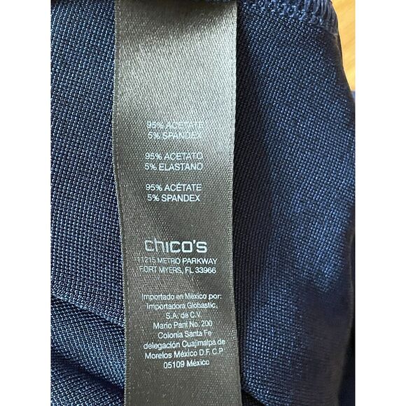 Chico's Travelers Women's 3pc Set Tummy Pant Tank Top Jacket Stretch 3 Blue - Picture 6 of 13